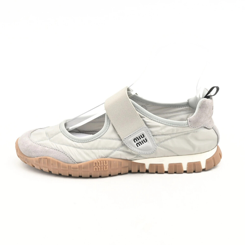 Miumiu Light Green Gray Nylon Suede #342343M57B